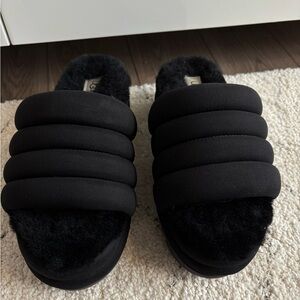 UGG Black Quilted Slide Slippers